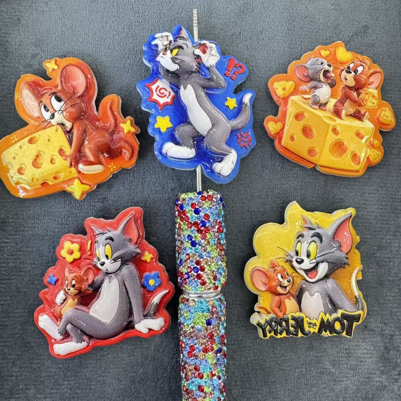 Acrylic Beads Classic Animation Cat and Mouse Character Theme Random Mix For Pen Toppers Or Keychain