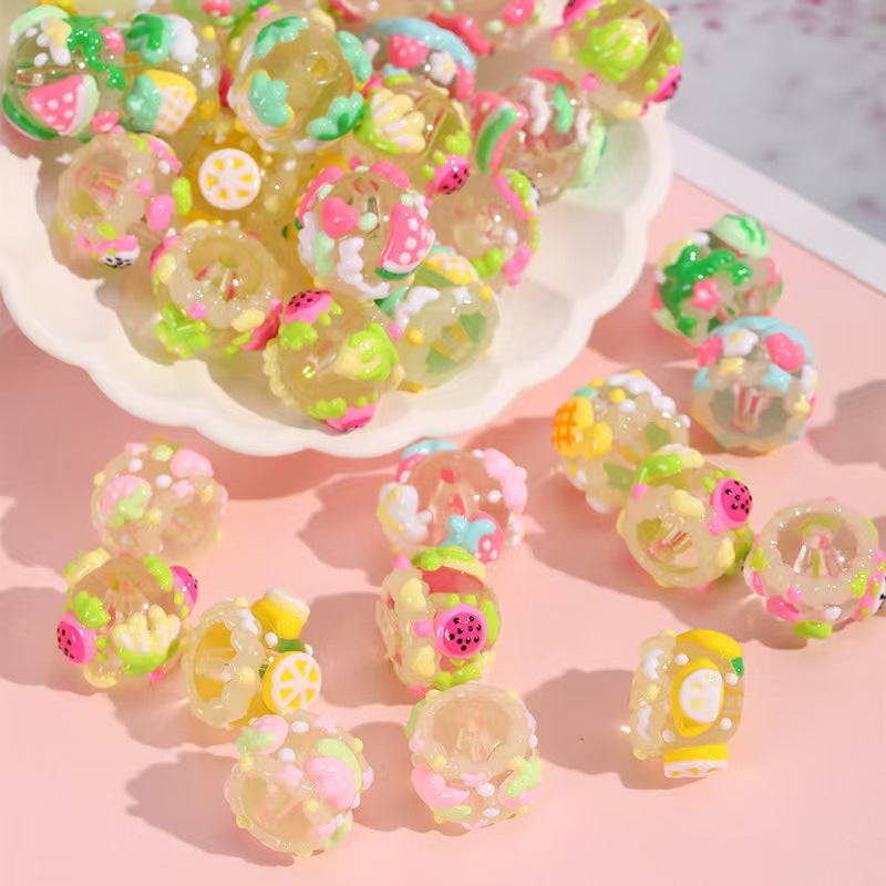 FS5255- 16mm Glow-in-the-dark Hand-painted Beads With Heavy Mixed Fruit Oil