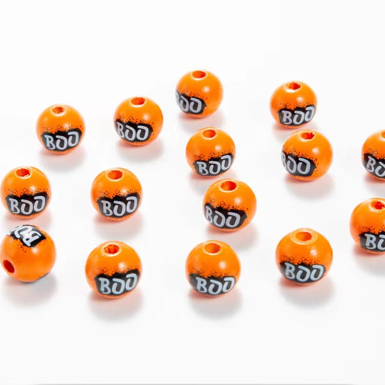 50 Pieces Orange 16MM Size BOO Wooden Beads