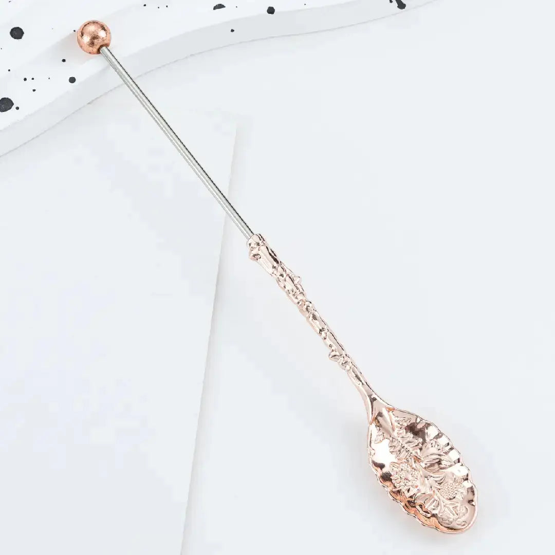 FS6919-14.9*2MM DIY Beaded Dessert Spoon For Tea And Sugar With Customizable Design Versatile Tableware Zoe DIY Wholesale