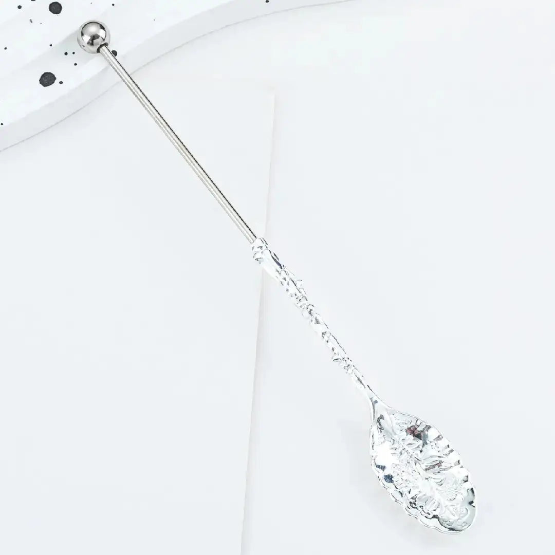 FS6919-14.9*2MM DIY Beaded Dessert Spoon For Tea And Sugar With Customizable Design Versatile Tableware Zoe DIY Wholesale