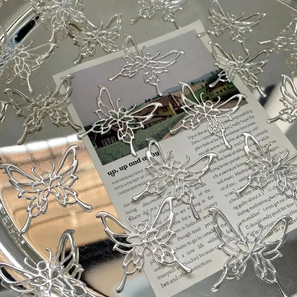 FS6926-34*29MM Silver Hollow-Out Butterfly Metal Charms For Jewellery Making and Crafts Zoe DIY Wholesale