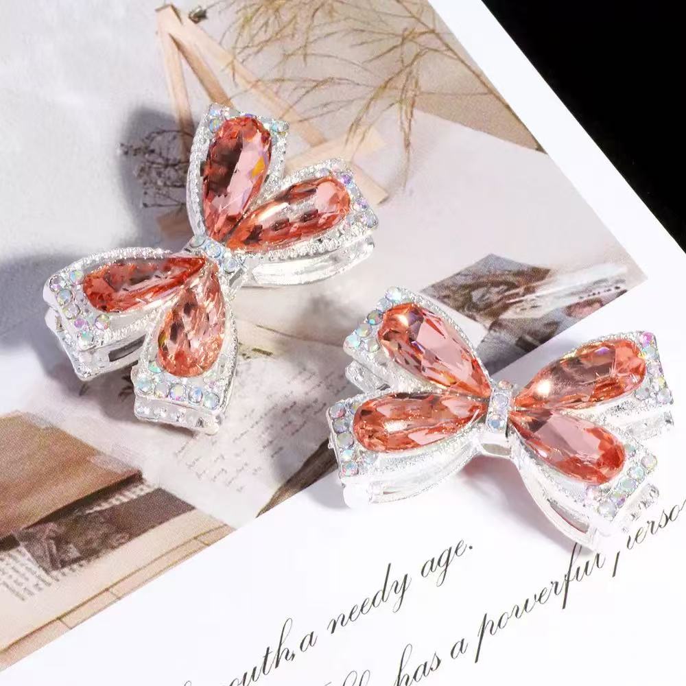 FS4850-About 27×34cm Crystal Glass Rhinestone Bow Metal Beads
