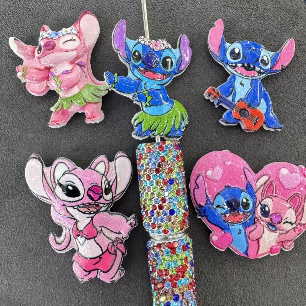 Blue-Pink Alien Monster Cartoon Acrylic Randim Mix Accessories For Pen Toppers