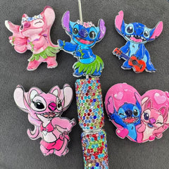 Blue-Pink Alien Monster Cartoon Acrylic Randim Mix Accessories For Pen Toppers