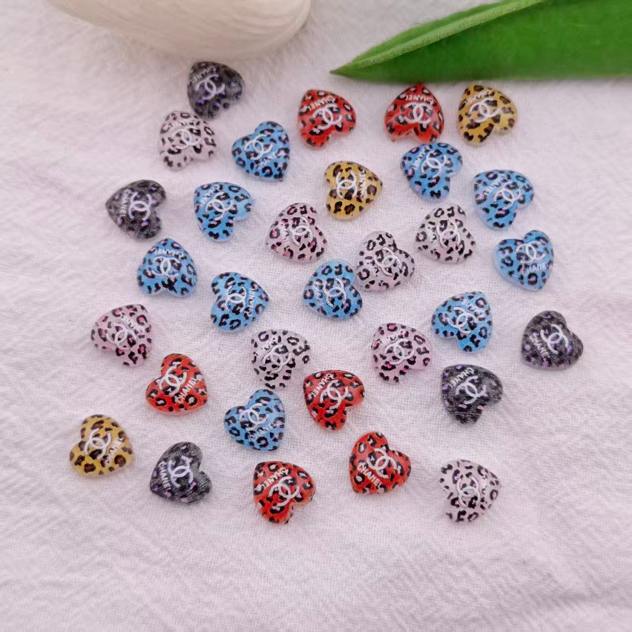 FS6467- About 10mm Heart Leopard Print CC Nail Art Stickers Zoe's DIY Shop