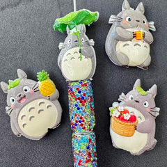 Glitter Irregular Totoro Vertical-hole Acrylic Focal Beads For Beadable Pen Or Keychain