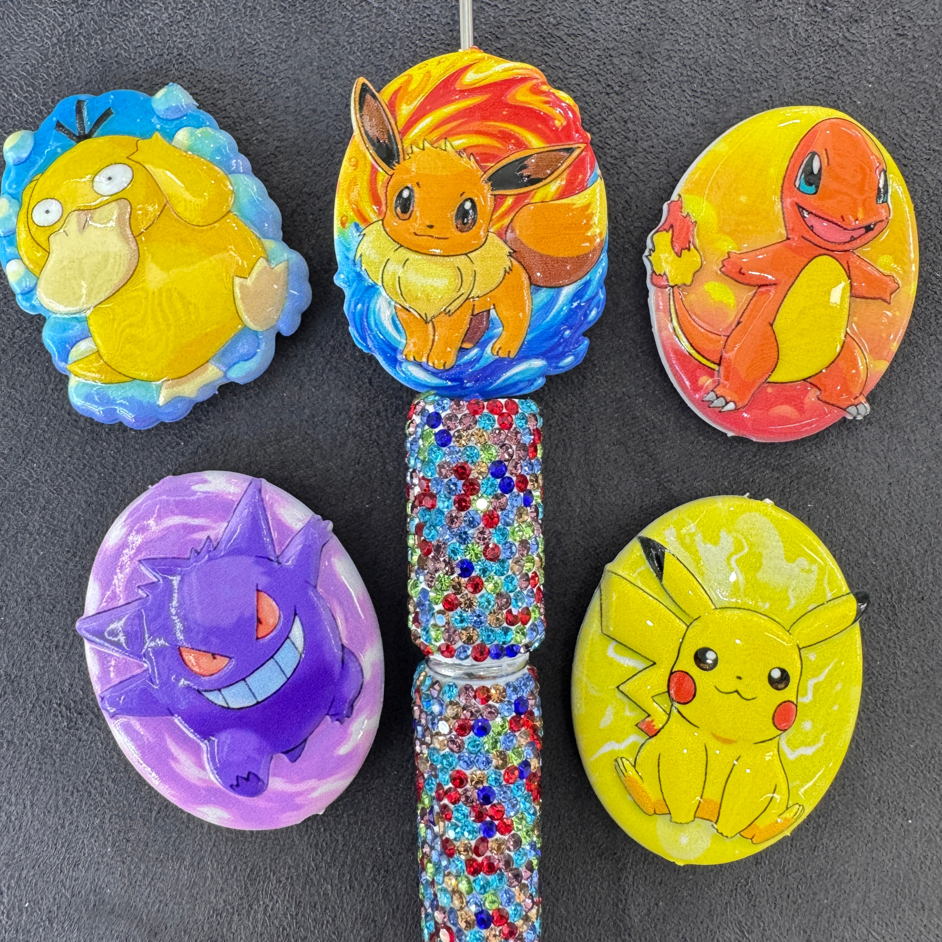 Cartoon Creature Vertical Hole Acrylic Focal Beads For Pen Or Keychain