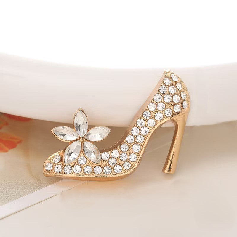 FS5322-47*31.5mm Alloy Inlaid Diamond Flower High Heels With Metal Patches