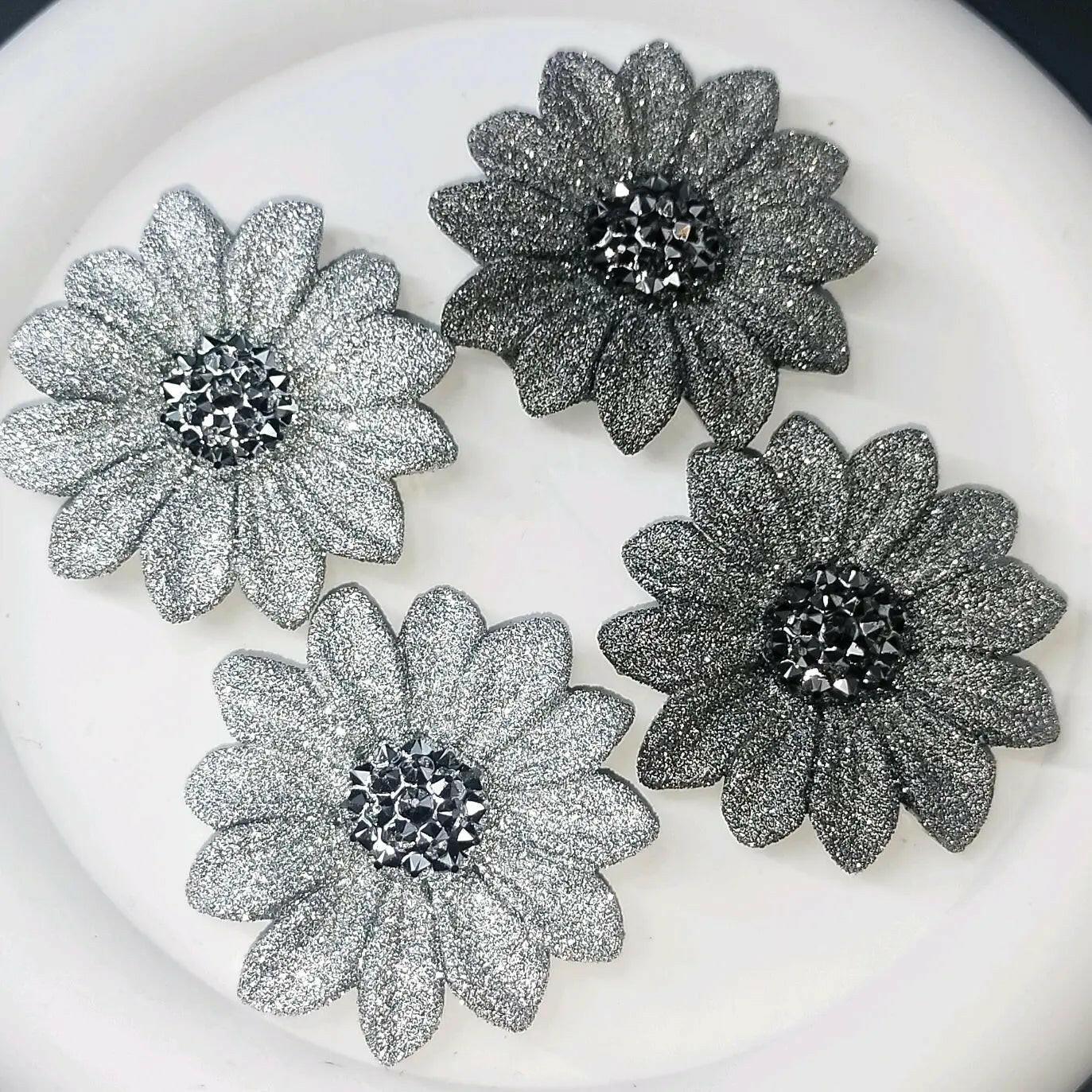 FS0313-45MM Black Silver Chrysanthemum Charms Accessories For Making Fancy Beads -Zoe DIY Wholesale