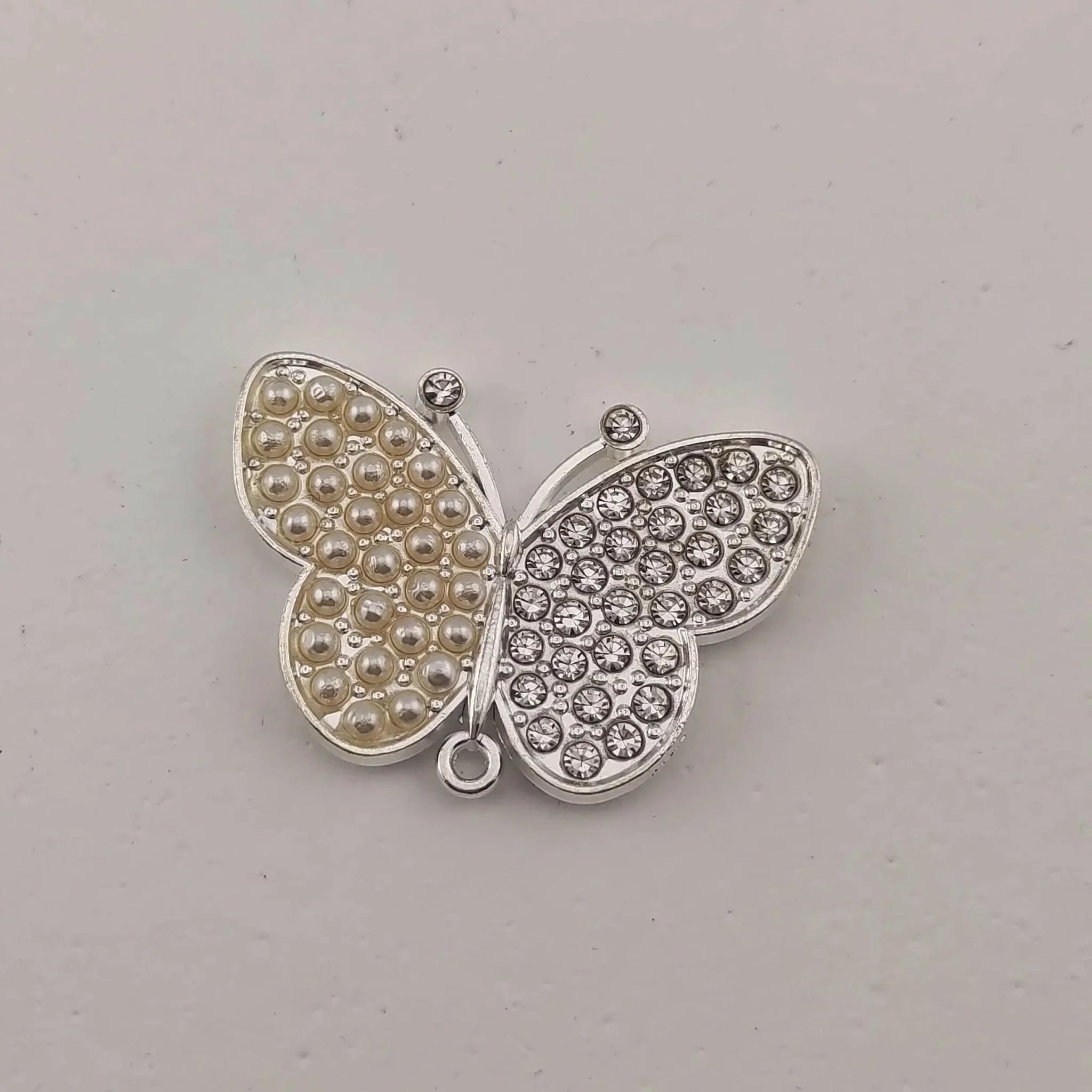 FS0317-33MM Butterfly With Diamonds and Pearls Fancy Charms Accessories For Making Fancy Beads -Zoe DIY Wholesale
