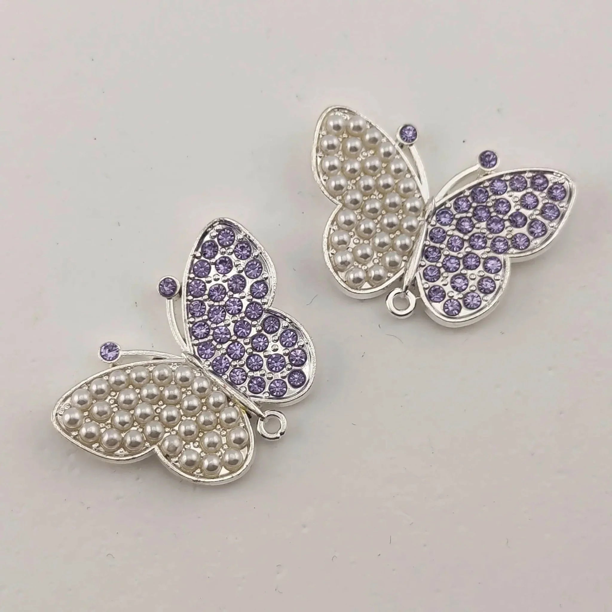FS0317-33MM Butterfly With Diamonds and Pearls Fancy Charms Accessories For Making Fancy Beads -Zoe DIY Wholesale