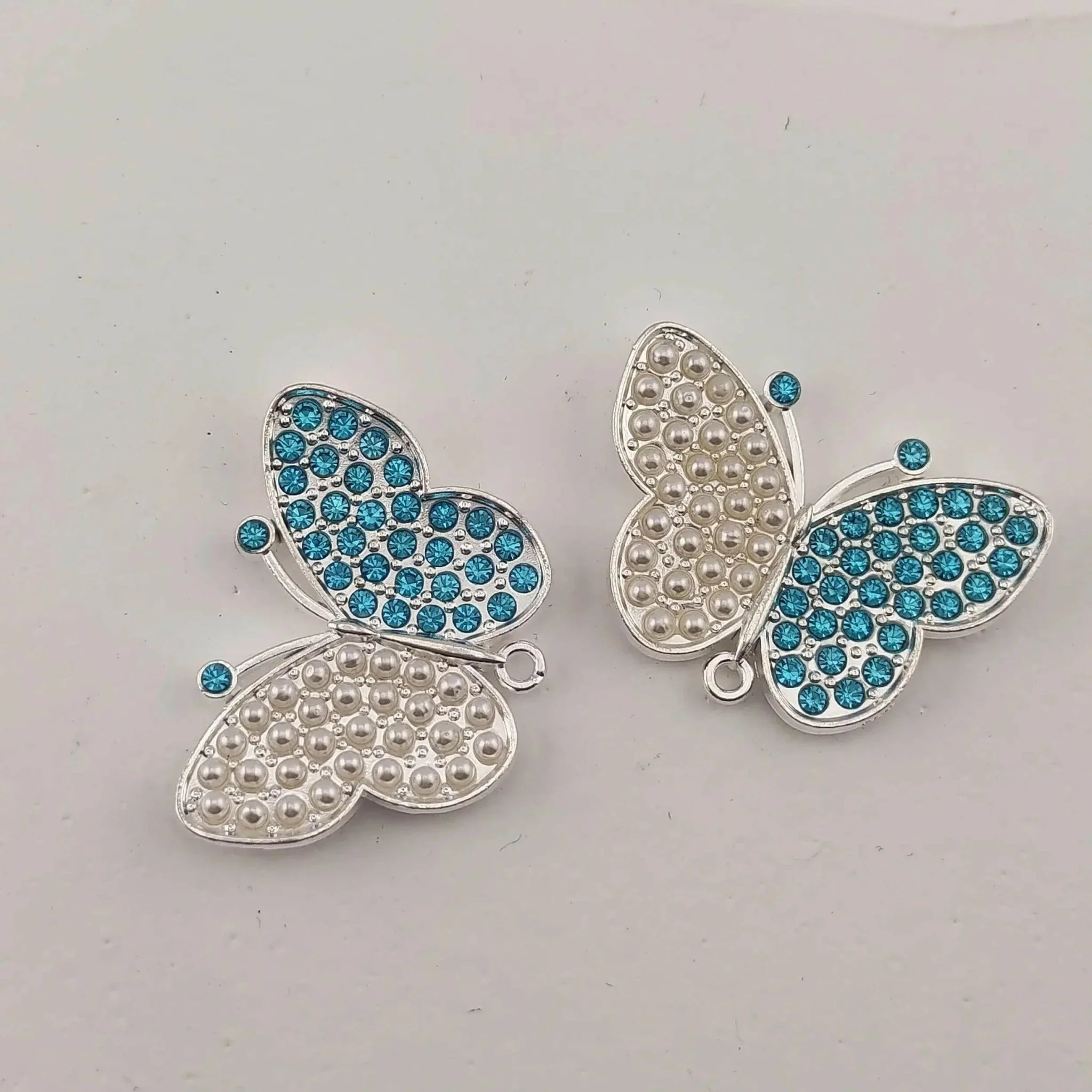 FS0317-33MM Butterfly With Diamonds and Pearls Fancy Charms Accessories For Making Fancy Beads -Zoe DIY Wholesale