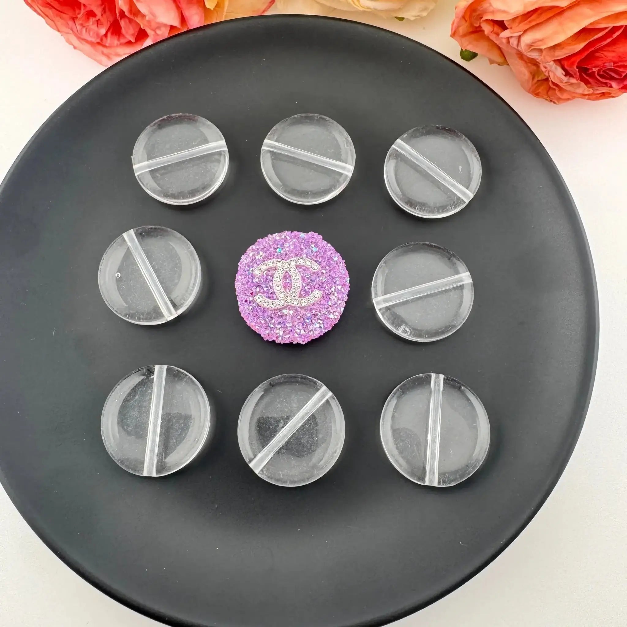 FS0387-27mm Clear Round Plate Based Acrylic Beads -Zoe DIY Wholesale