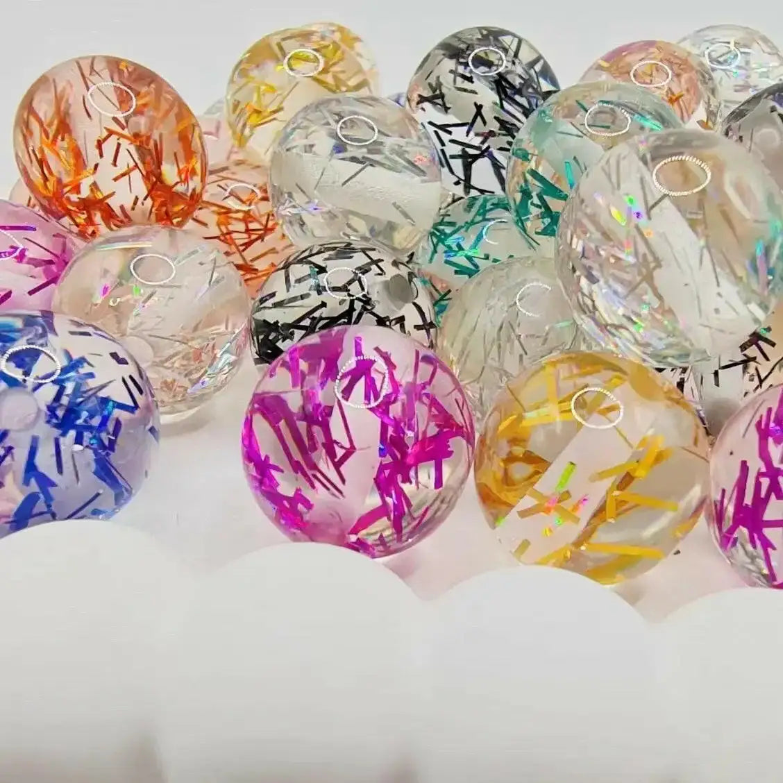 FS0553-16MM Mixed Color Foil Resin Beads Fit For Beadable Pens -Zoe DIY Wholesale