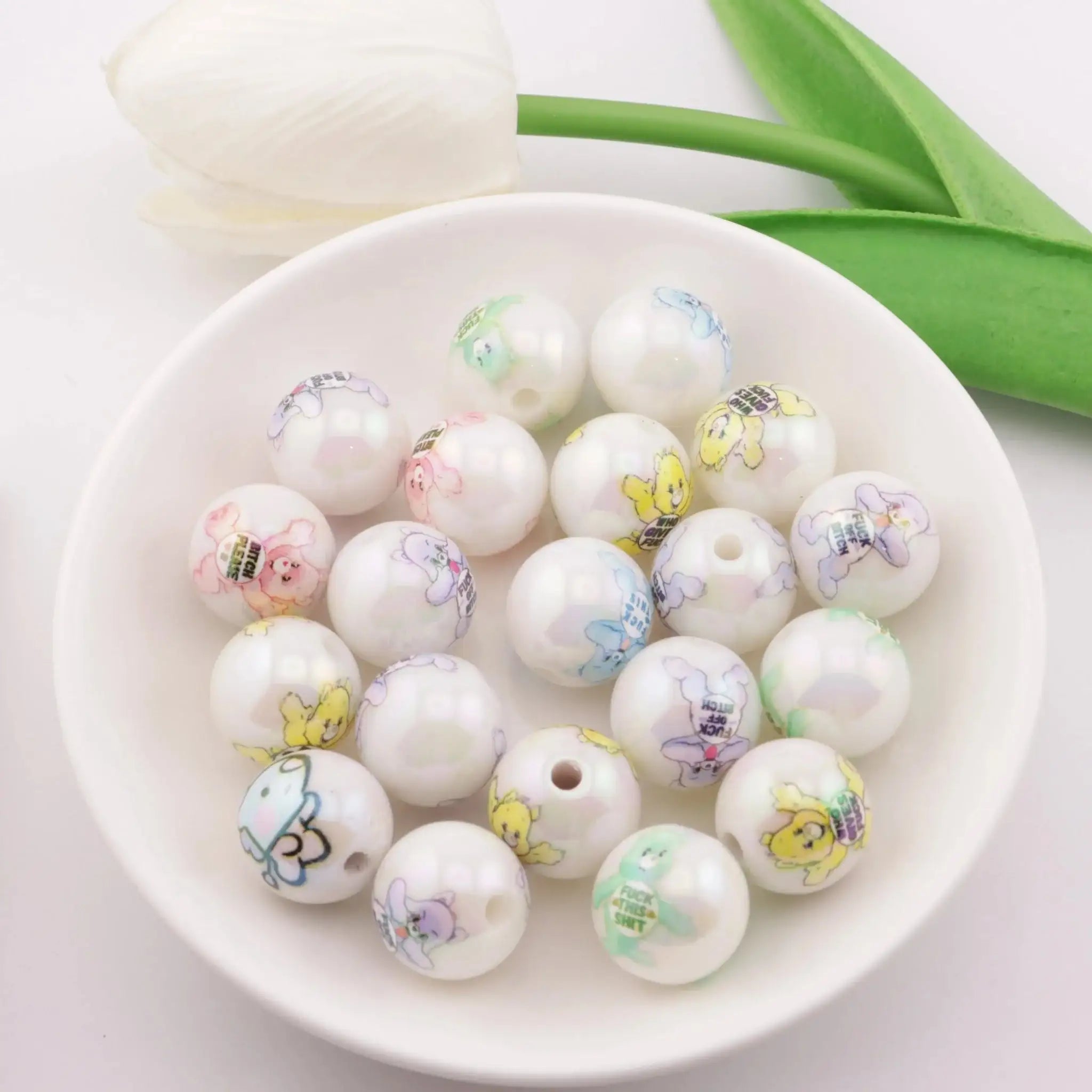 FS0575-16mm UV Printed Beads -Zoe DIY Wholesale