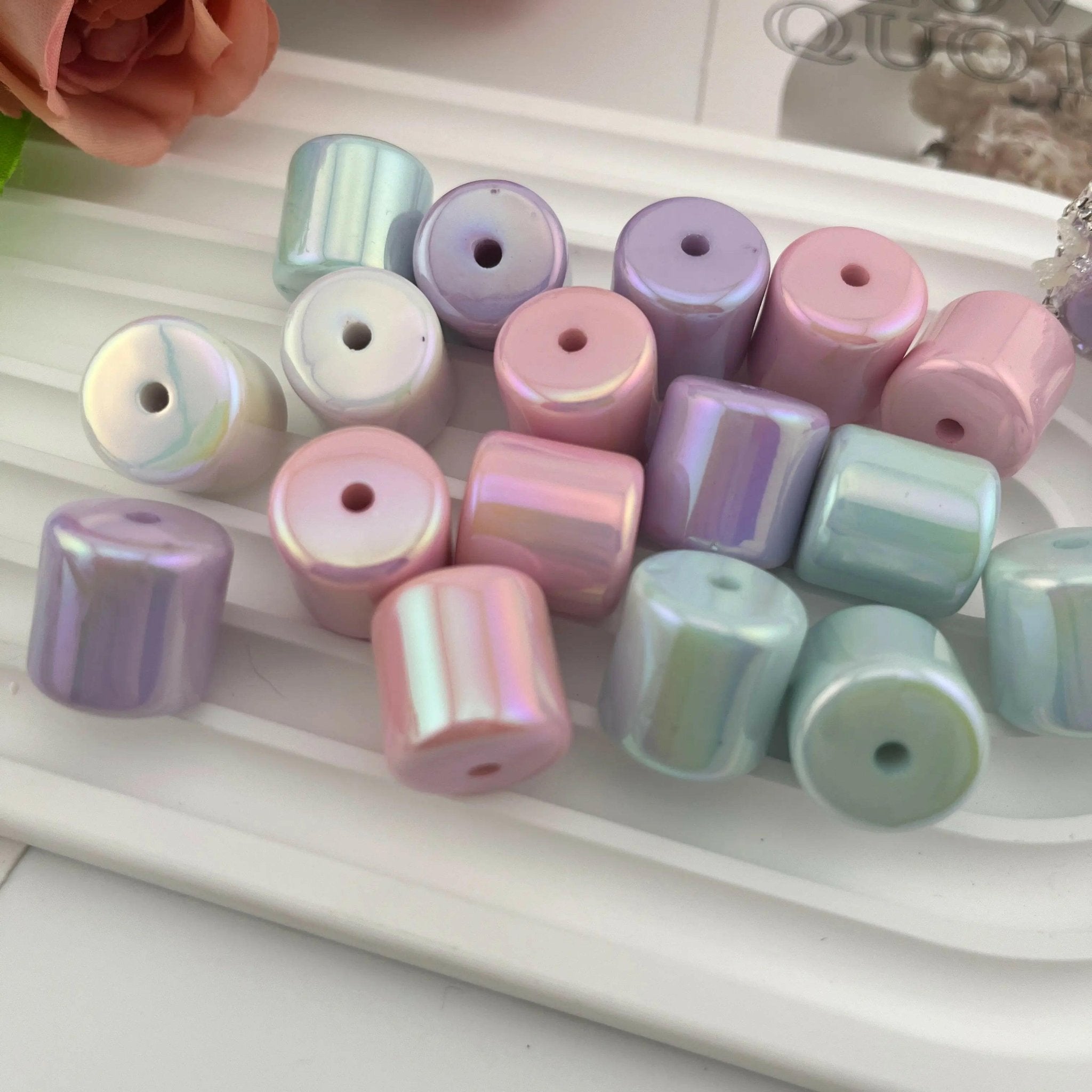 FS0607-16MM Solid color Cylinder Acrylic Beads Fit For Beadable Pens -Zoe DIY Wholesale