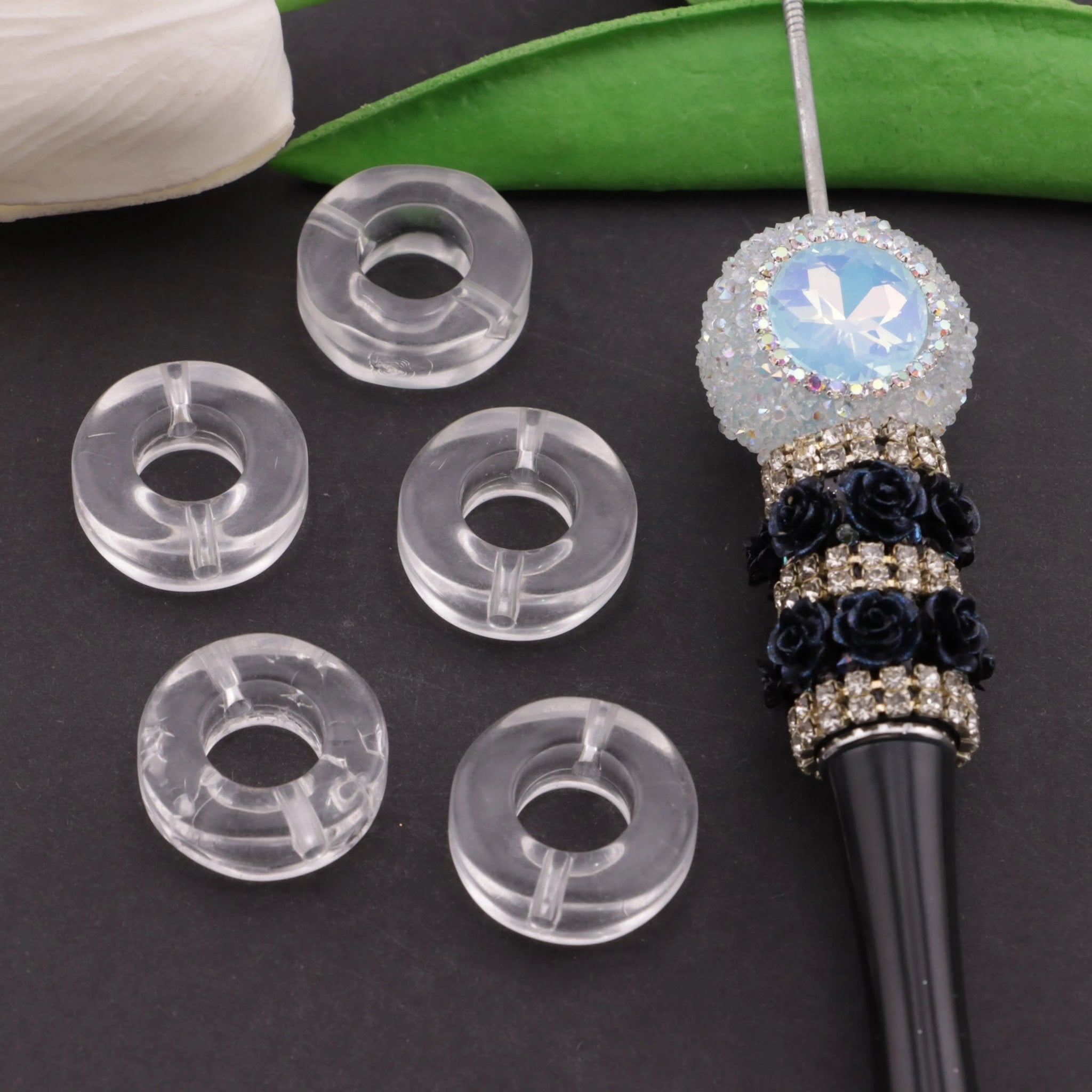 FS0837-21MM Transparent Circular Ring Acrylic Beads Fit For Beadable Pens -Zoe DIY Wholesale