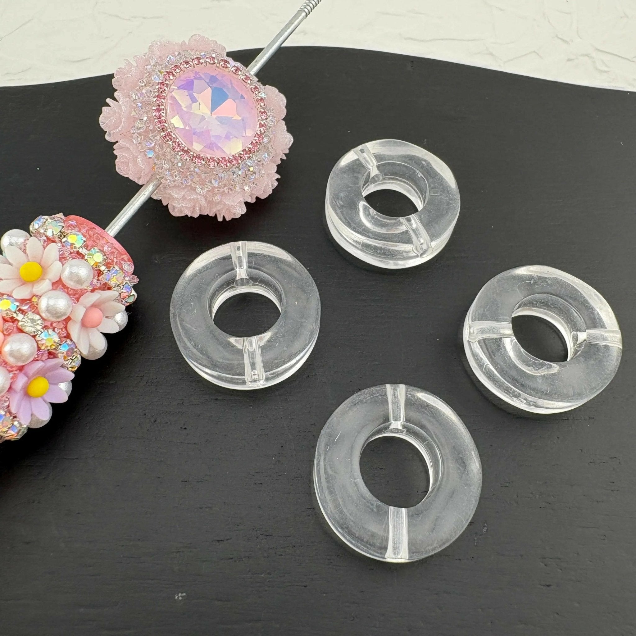 FS0837-21MM Transparent Circular Ring Acrylic Beads Fit For Beadable Pens -Zoe DIY Wholesale