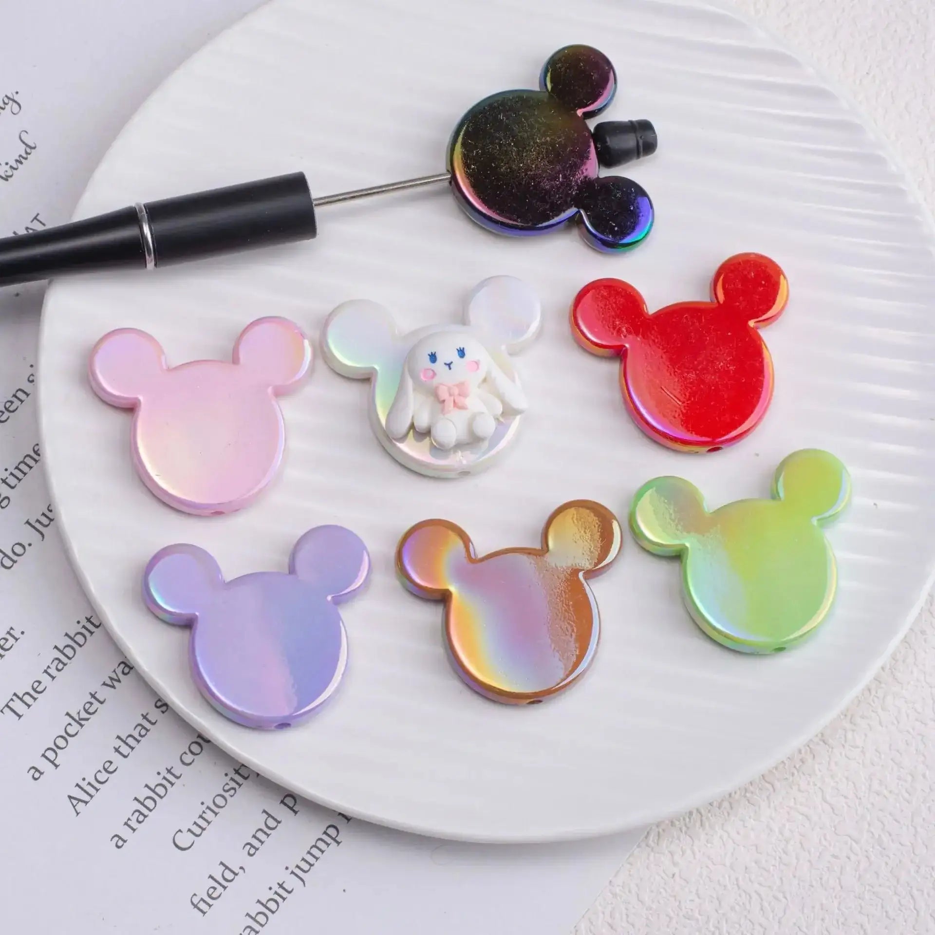 FS0843-About 34*39MM UV Coating Mickey Acrylic Beads -Zoe DIY Wholesale