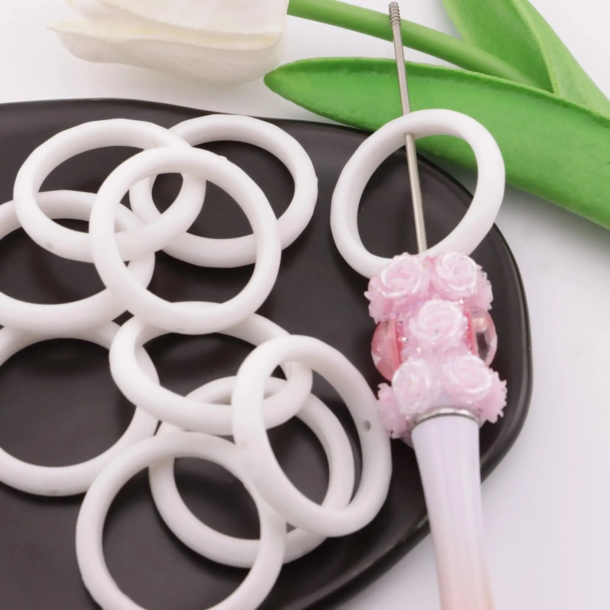 FS0848-34mm Round Frame Beads Hollow Circular Beads -Zoe DIY Wholesale