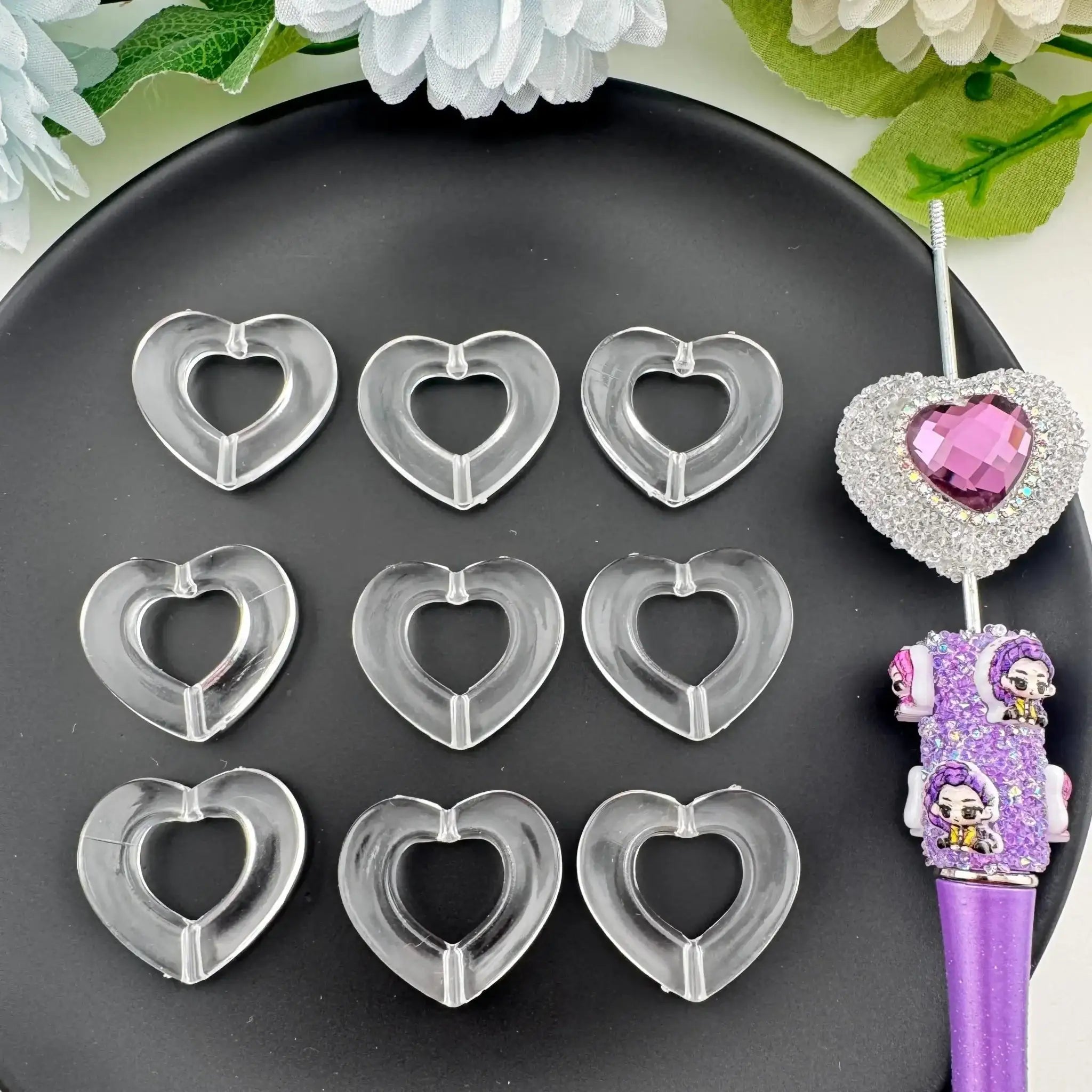FS0945-About 27×29mm Clear Heart Acrylic Beads -Zoe DIY Wholesale