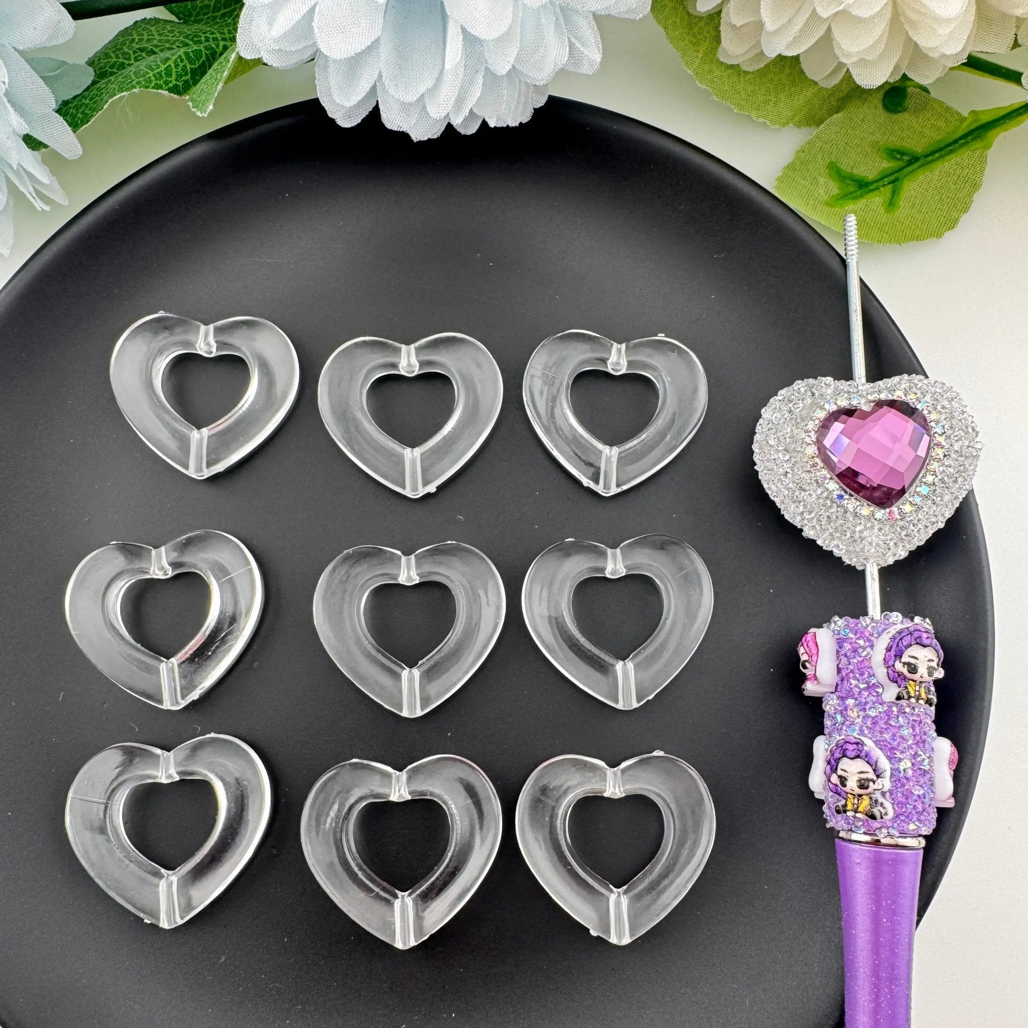 FS0945-About 27×29mm Clear Heart Acrylic Beads -Zoe DIY Wholesale