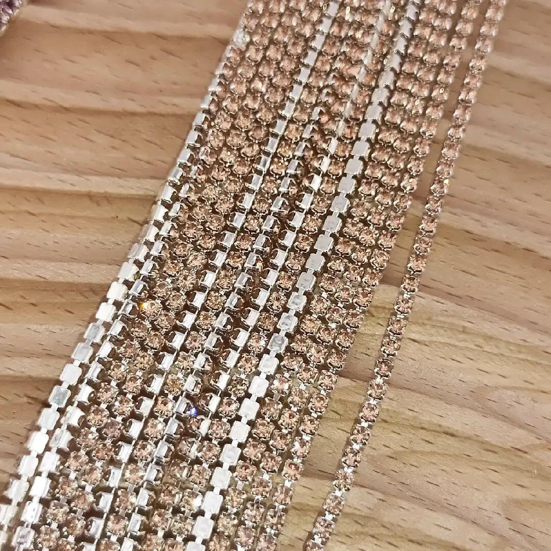 FS0978-2mm Diamonds Chain For Making Fancy Pen Or Fancy Beads -Zoe DIY Wholesale