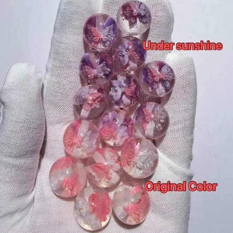 FS10021-16mm Color Changing Luminous Butterfly Resin Beads For Beadable Pens Keychain Jewelry Making -Zoe DIY Wholesale