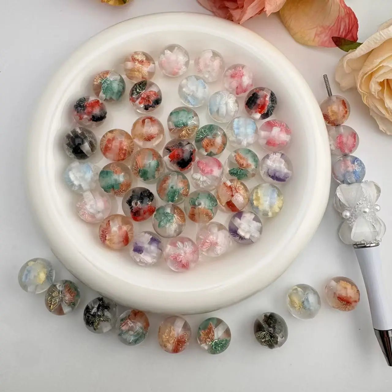FS10021-16mm Color Changing Luminous Butterfly Resin Beads For Beadable Pens Keychain Jewelry Making -Zoe DIY Wholesale