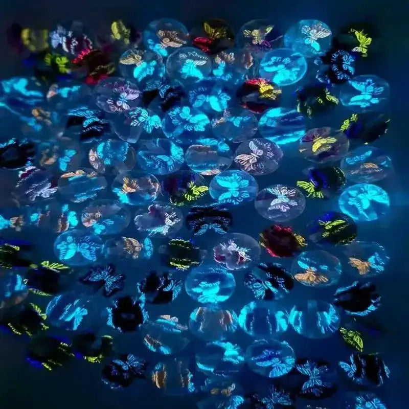 FS10021-16mm Color Changing Luminous Butterfly Resin Beads For Beadable Pens Keychain Jewelry Making -Zoe DIY Wholesale