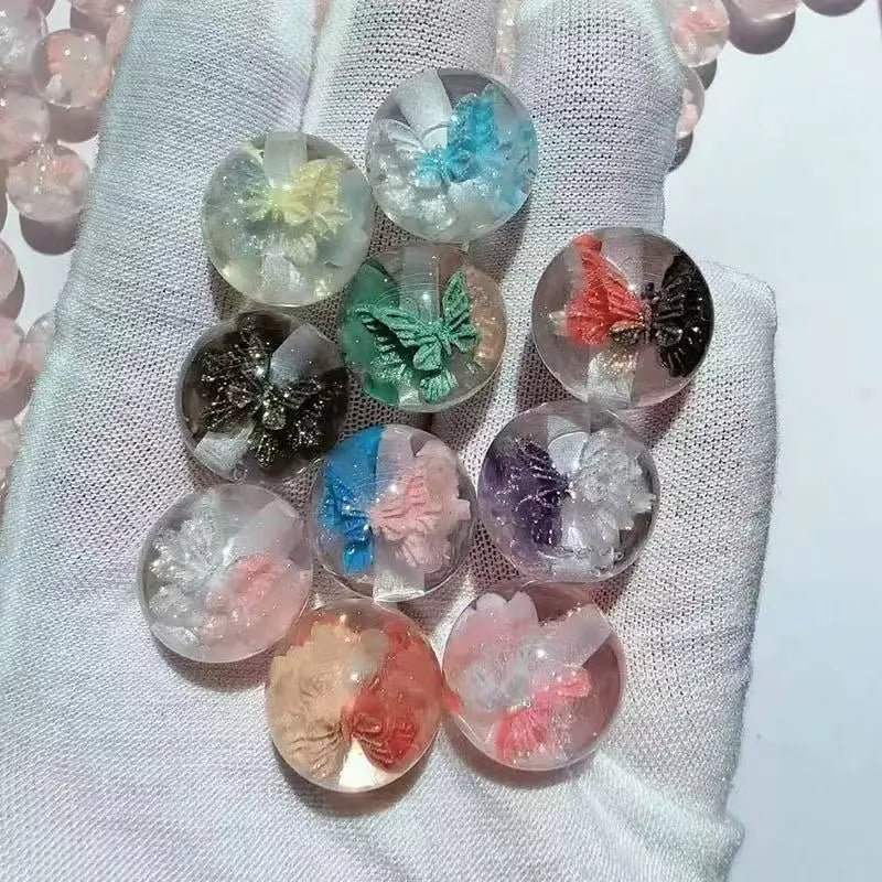 FS10021-16mm Color Changing Luminous Butterfly Resin Beads For Beadable Pens Keychain Jewelry Making -Zoe DIY Wholesale