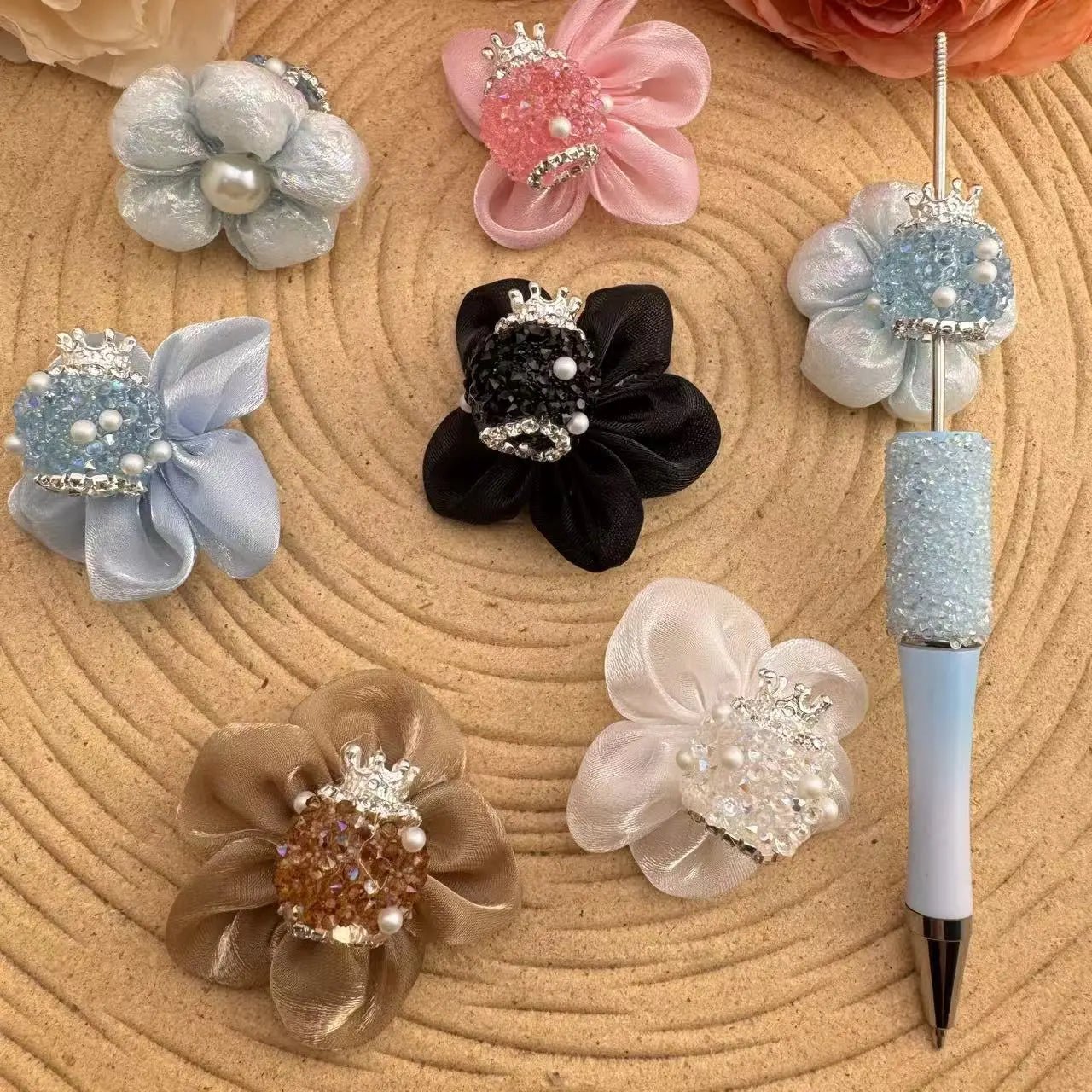 FS10036-16mm Sugar Beads With Flower -Zoe DIY Wholesale