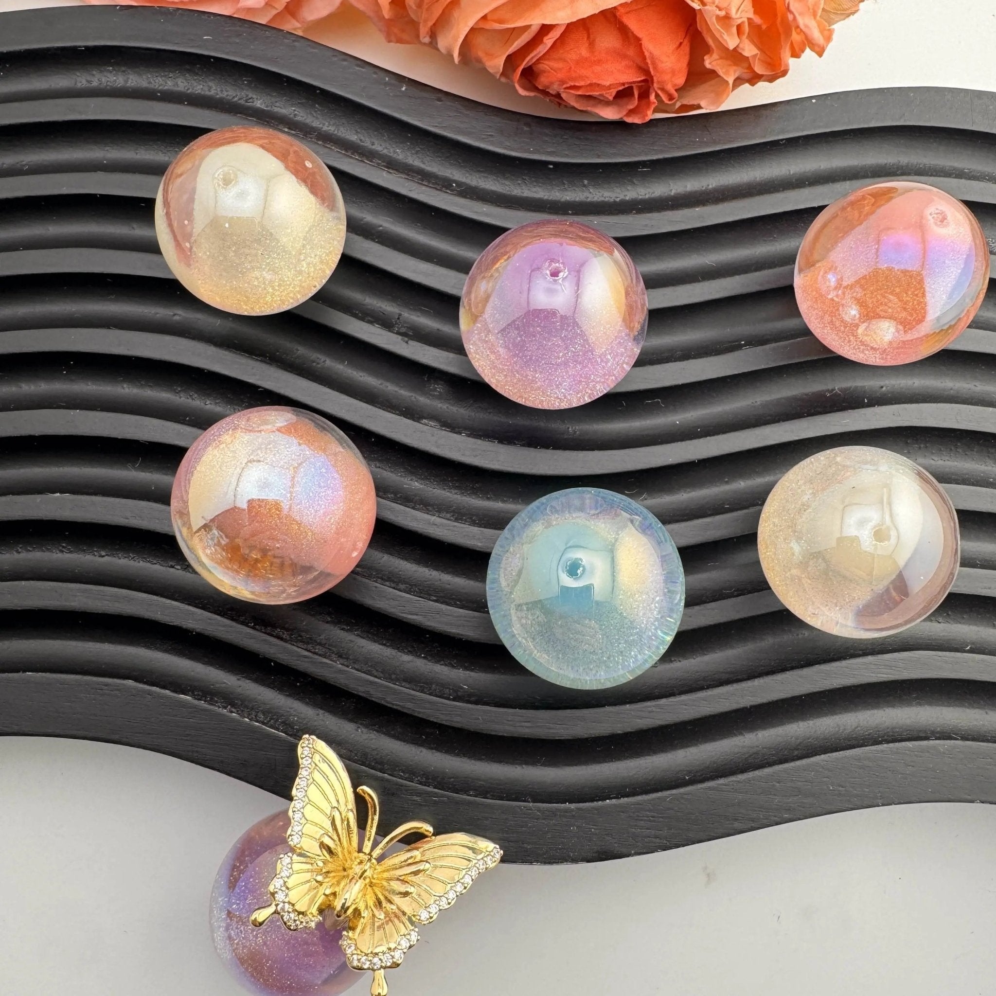 FS10052-25mm Color Changing One Hole Resin Beads For Pendant Making -Zoe DIY Wholesale