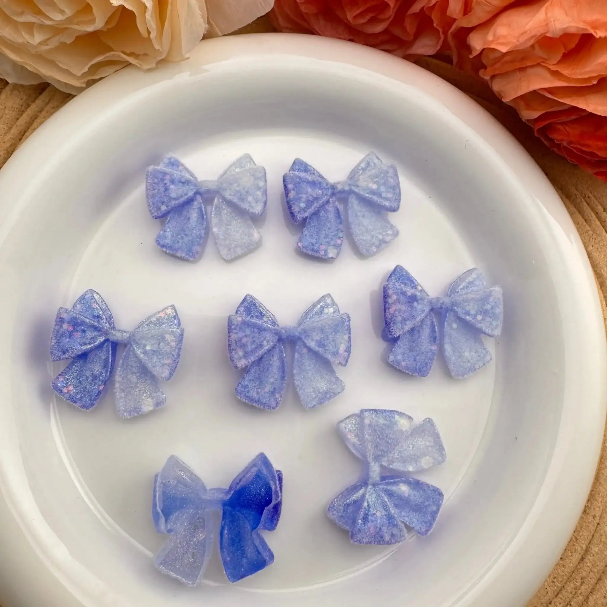 FS10054-Flocked Glowing Resin Bow Patch For Making Fancy Beads -Zoe DIY Wholesale