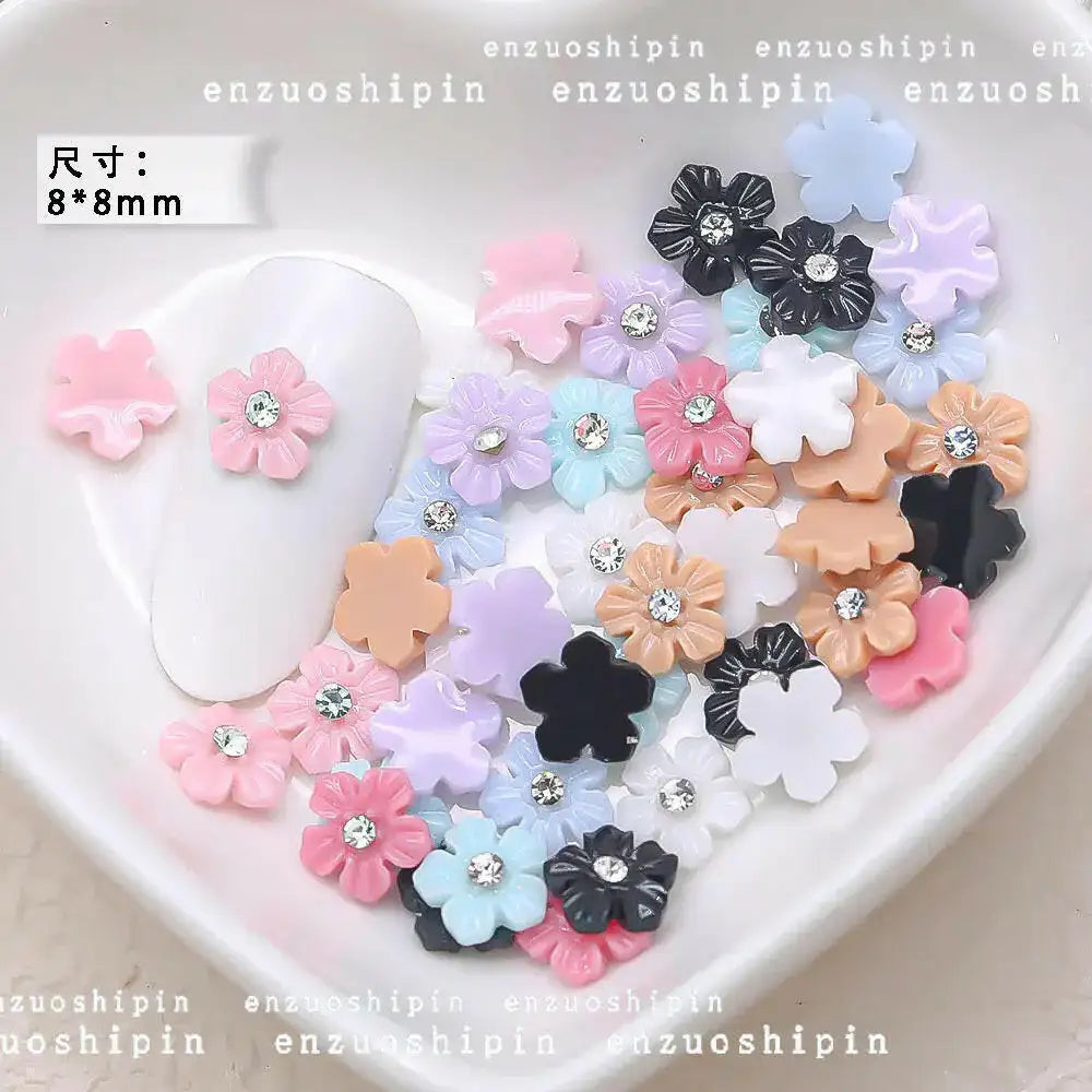 FS1006-8MM White Flower Nail Charms For Making Fancy Beads Or Fancy Pen -Zoe DIY Wholesale