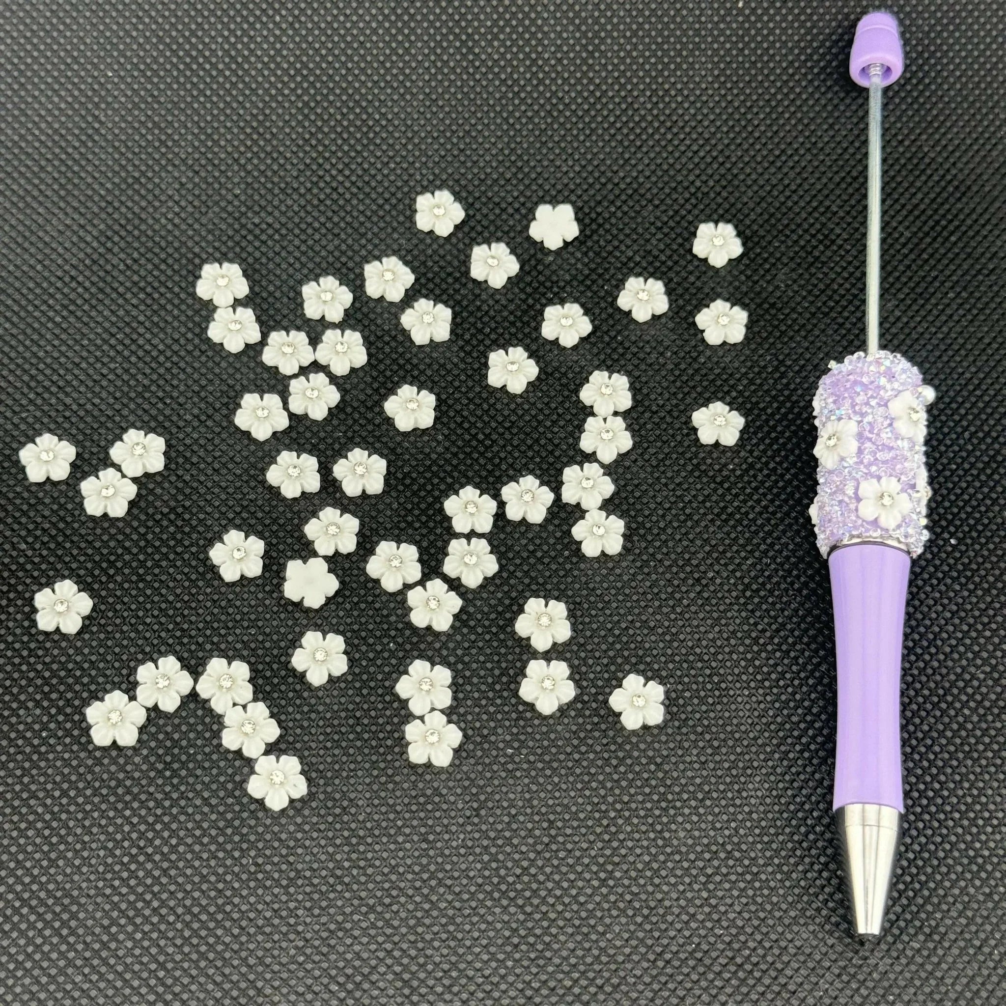 FS1006-8MM White Flower Nail Charms For Making Fancy Beads Or Fancy Pen -Zoe DIY Wholesale