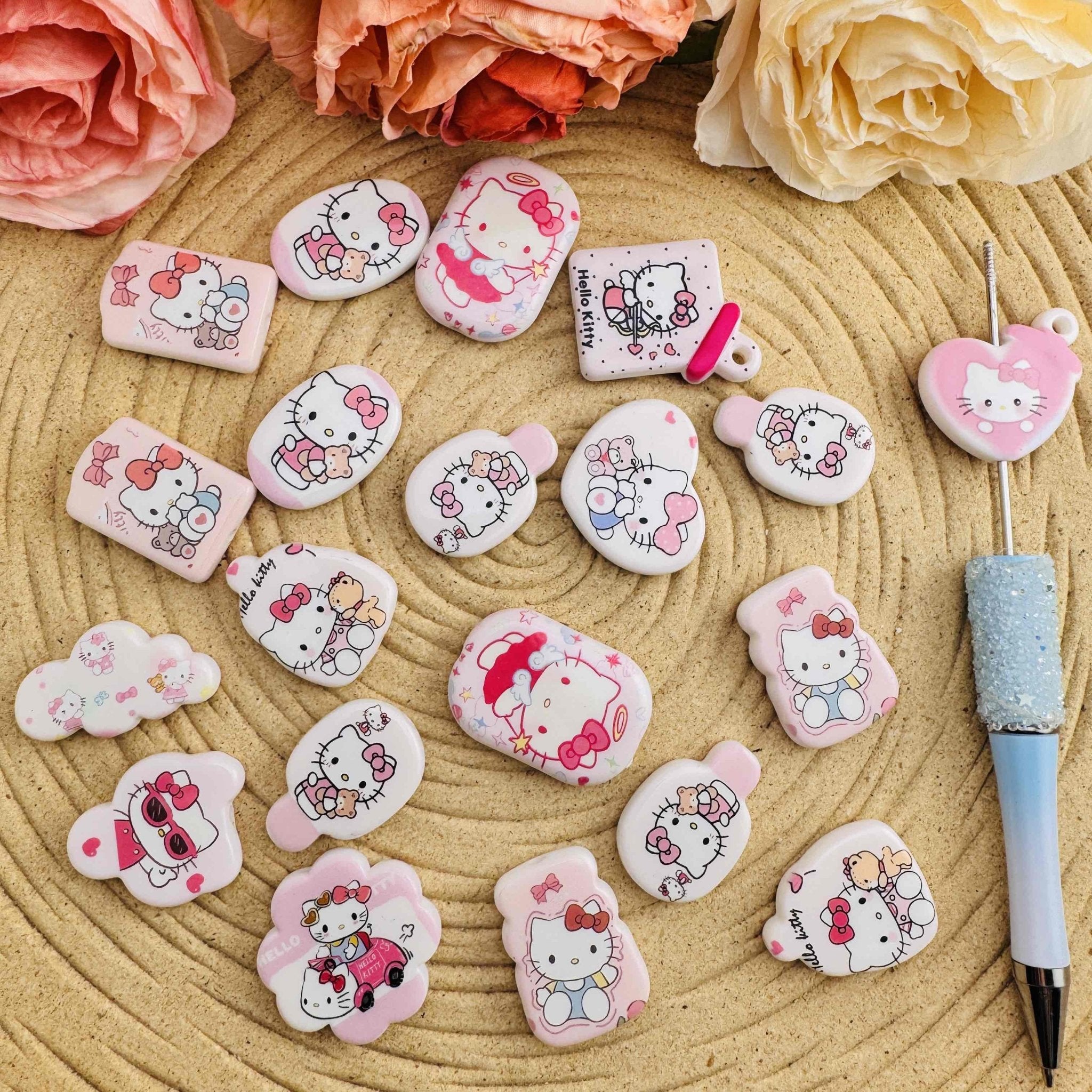 FS10073-Random Mixed HK Printed Acrylic Beads For Beadablea Pens Keychain Making -Zoe DIY Wholesale