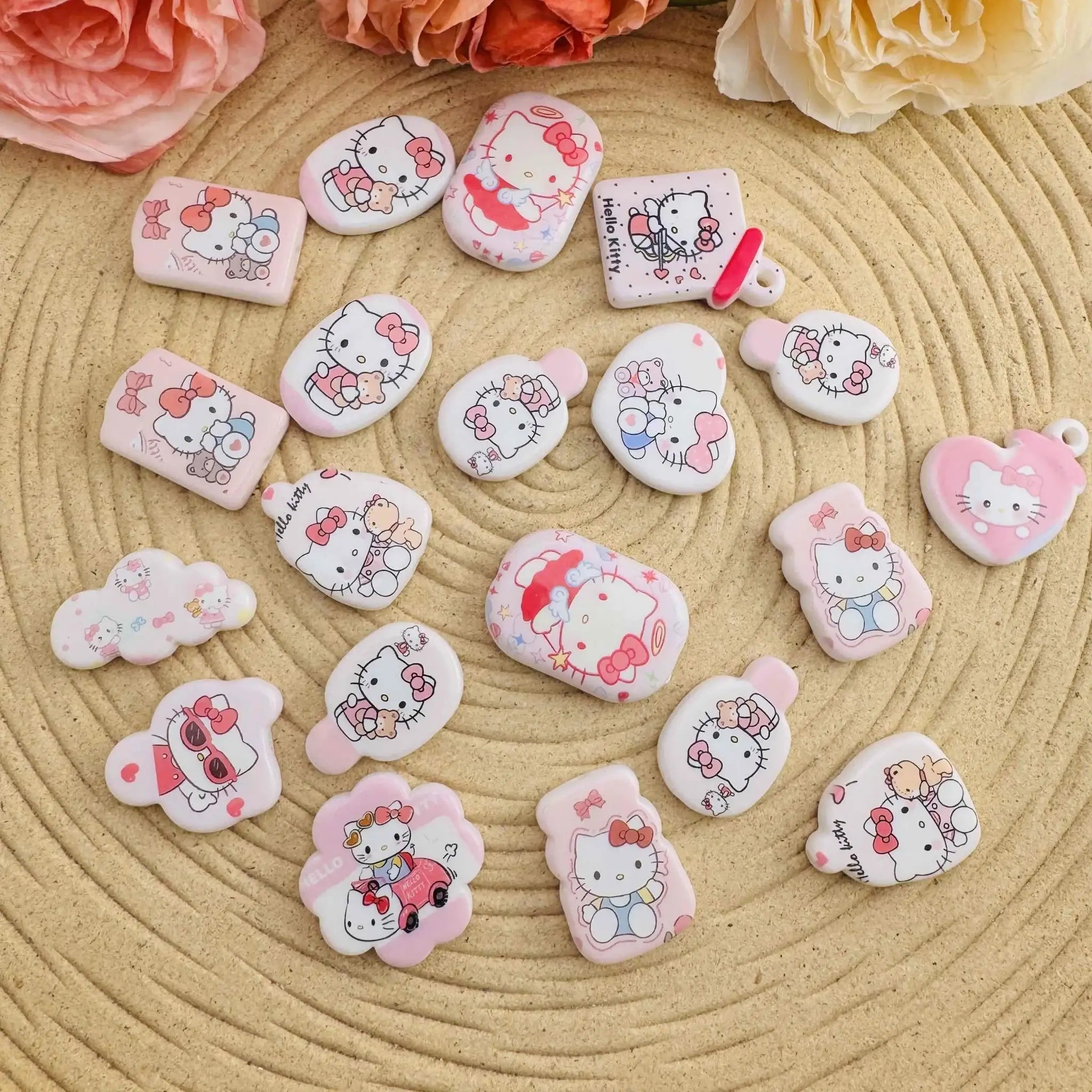 FS10073-Random Mixed HK Printed Acrylic Beads For Beadablea Pens Keychain Making -Zoe DIY Wholesale