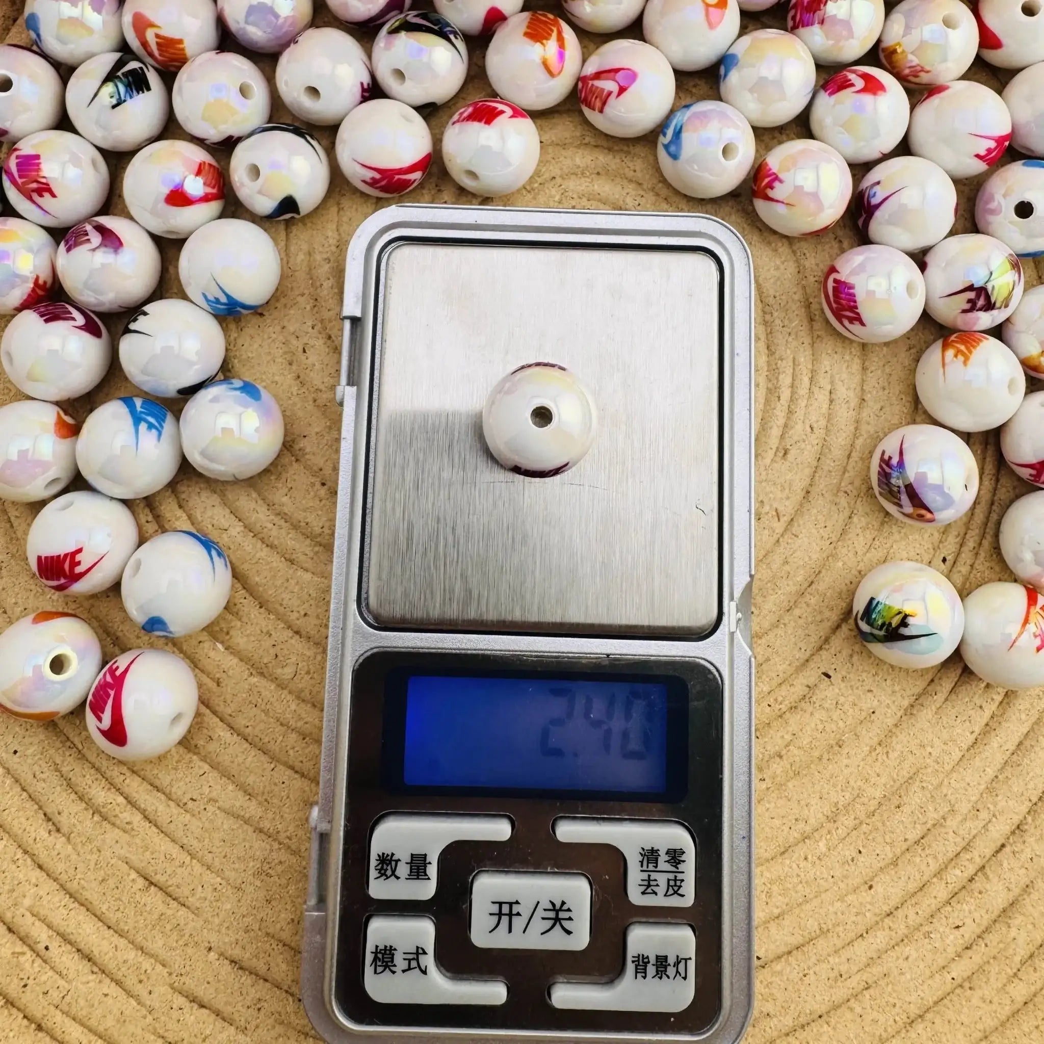 FS10086-Random Mixed Solid Color UV Coating Printed Acrylic Beads For Beadable Pens Keychain Making -Zoe DIY Wholesale