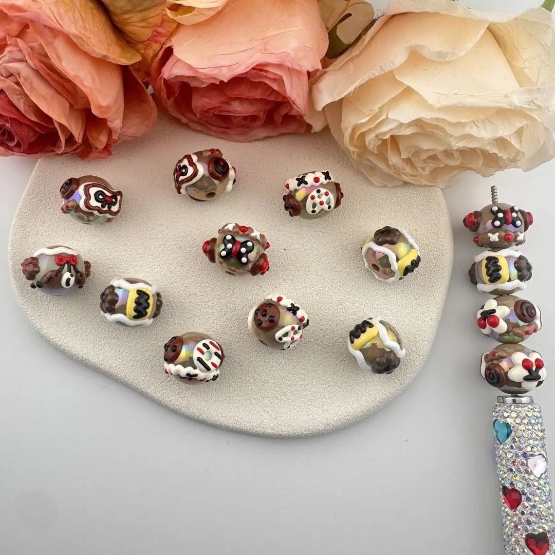 FS101008-16mm Brown Mixed Hand Painted Acrylic Beads -Zoe DIY Wholesale
