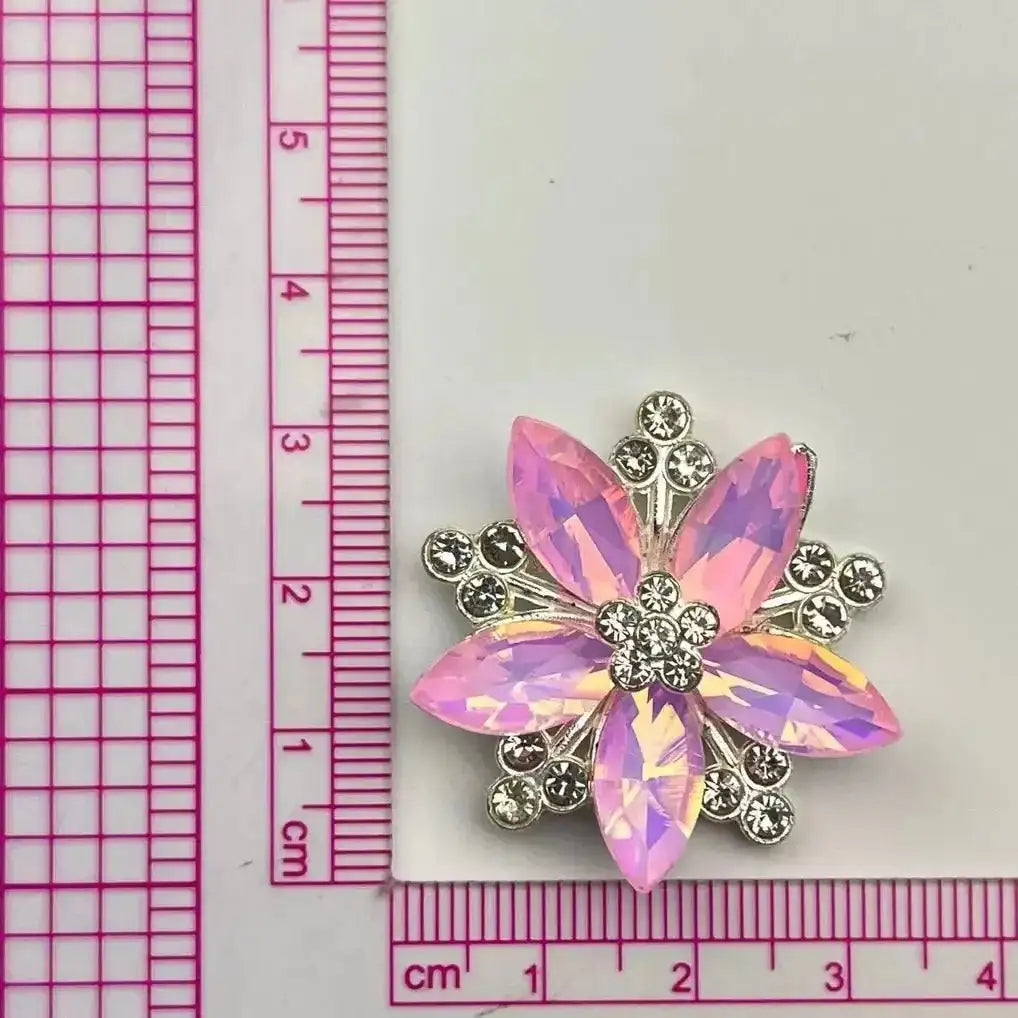FS101041-About 32×32mm Crystal Flower Metal Patch For Making Fancy Beads Or Other DIY Project -Zoe DIY Wholesale