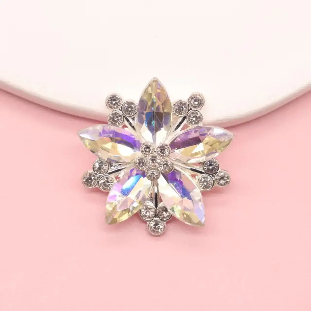FS101041-About 32×32mm Crystal Flower Metal Patch For Making Fancy Beads Or Other DIY Project -Zoe DIY Wholesale