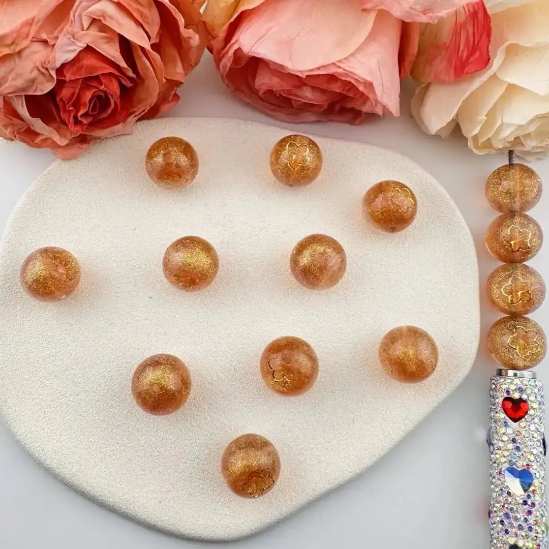 FS101060-16mm Glitter Metal Flower Pouring Resin Beads -Zoe DIY Wholesale