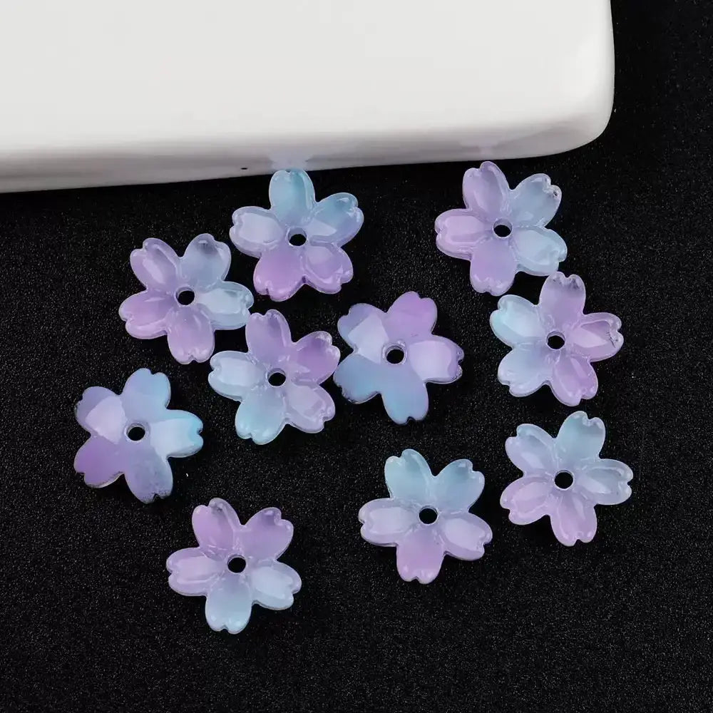FS101063-About 10mm Sakura Flower Glass Beads ForJewerly Keychain Making -Zoe DIY Wholesale