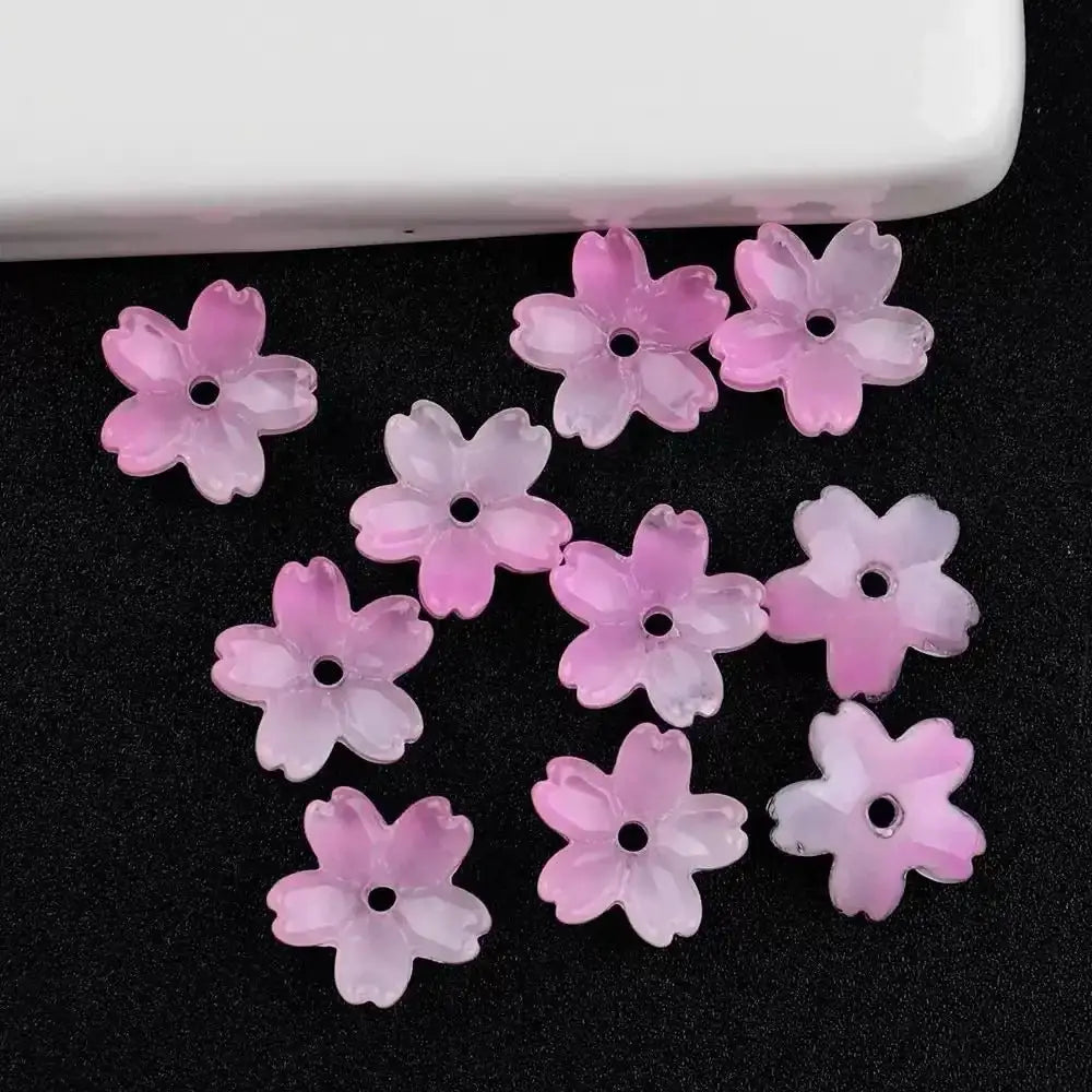 FS101063-About 10mm Sakura Flower Glass Beads ForJewerly Keychain Making -Zoe DIY Wholesale