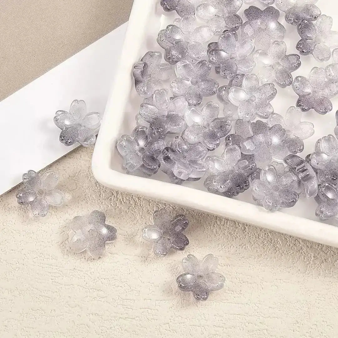 FS101063-About 10mm Sakura Flower Glass Beads ForJewerly Keychain Making -Zoe DIY Wholesale