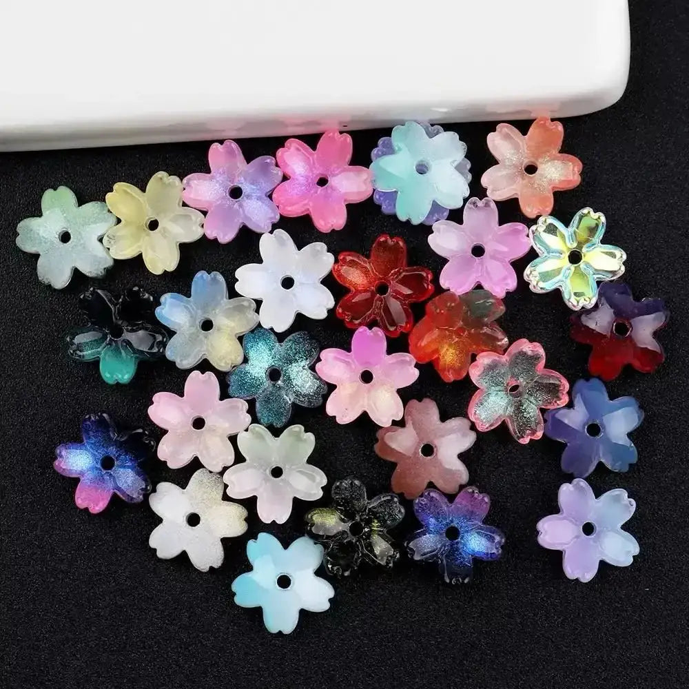 FS101063-About 10mm Sakura Flower Glass Beads ForJewerly Keychain Making -Zoe DIY Wholesale