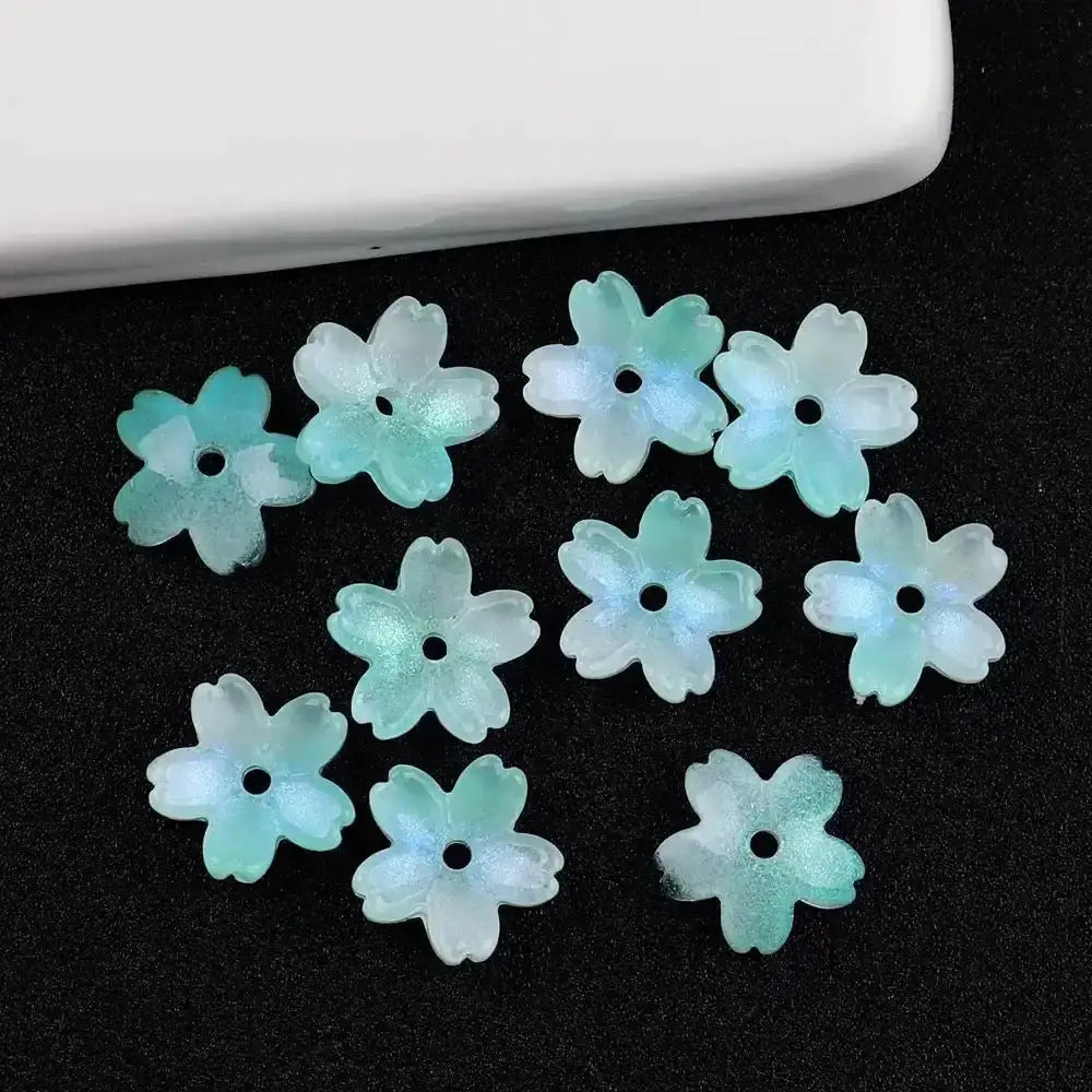 FS101063-About 10mm Sakura Flower Glass Beads ForJewerly Keychain Making -Zoe DIY Wholesale