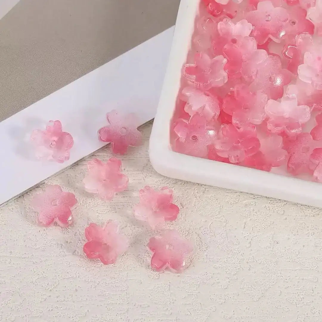 FS101063-About 10mm Sakura Flower Glass Beads ForJewerly Keychain Making -Zoe DIY Wholesale